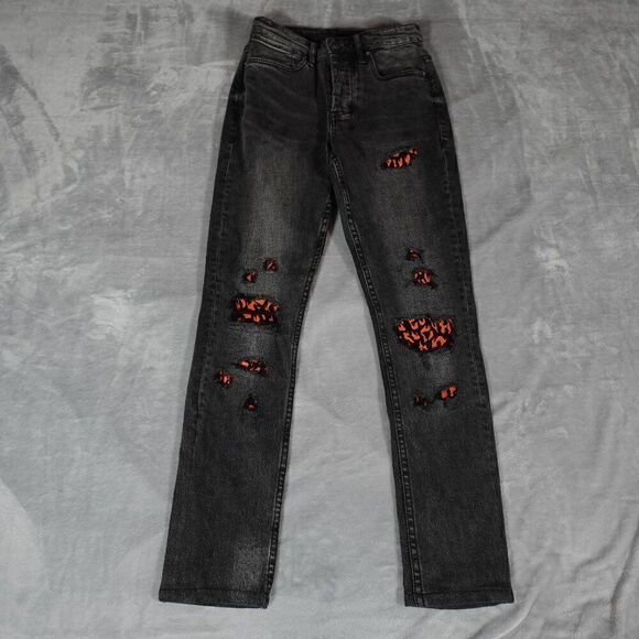 Ksubi Van Winkle Angst Fire Patch Skinny Jeans Womens 28 (Fits 26x27.5) Altered - Picture 1 of 15